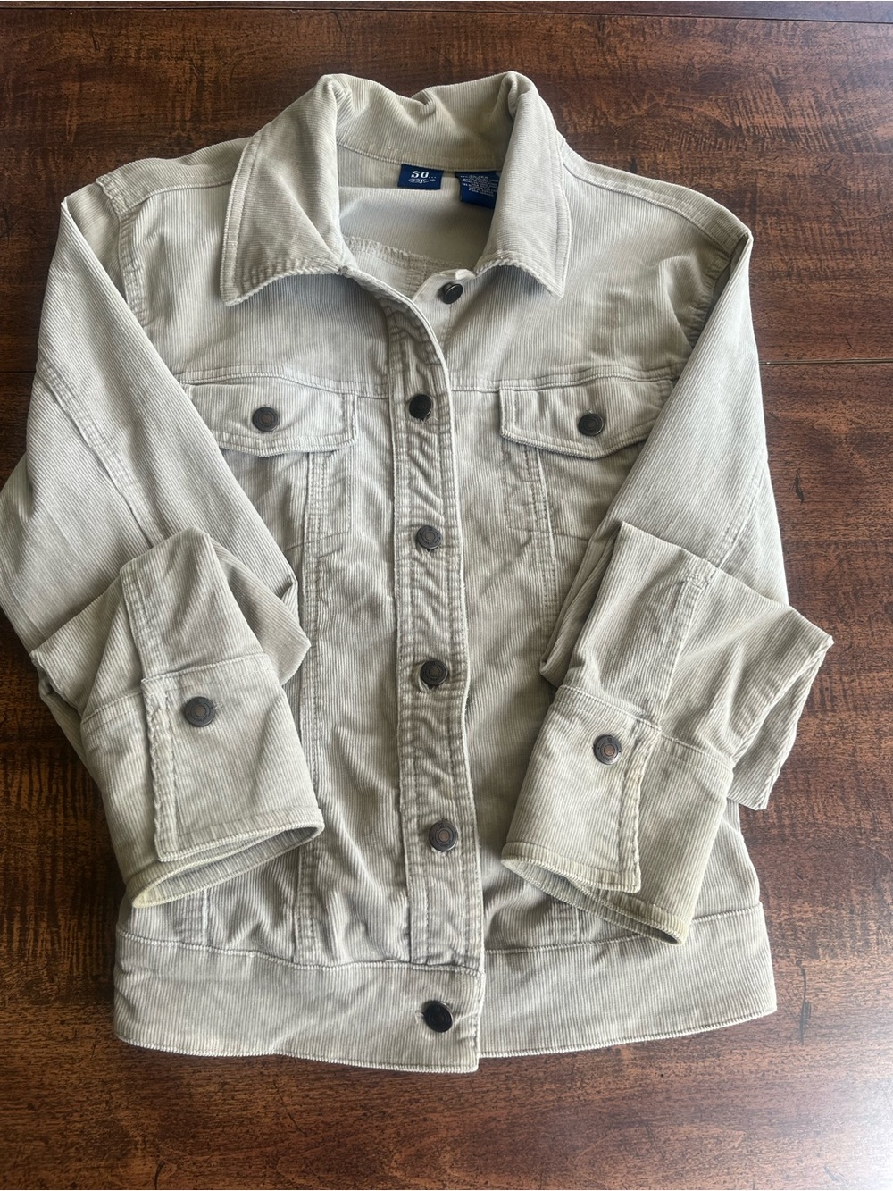 Y2K So GSJC Beige Corduroy Trucker Jacket Women’s XL Utility Soft Grunge Read